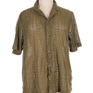 Old Navy Lace Button Down Shirt; Short Sleeve; Great Condition; Olive Green; XL